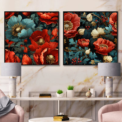 Manervia - Ensemble de 2 collages carrés floraux