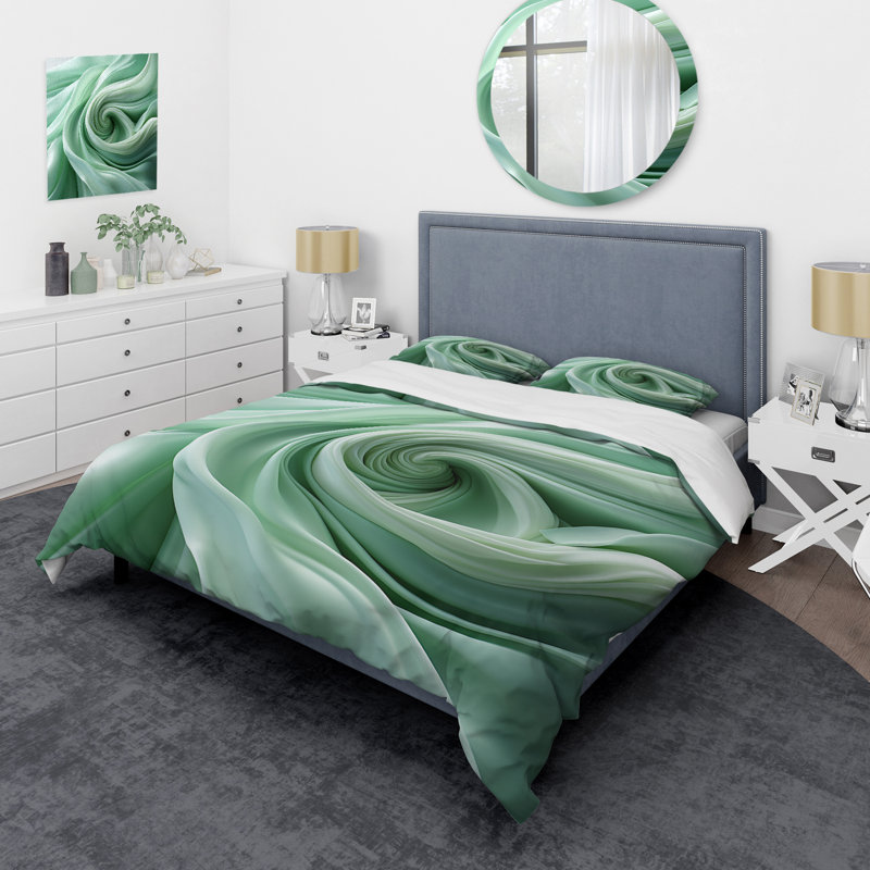 Ensemble de housse de couette Green Soft Fractal Spirals II - Abstract Spirals