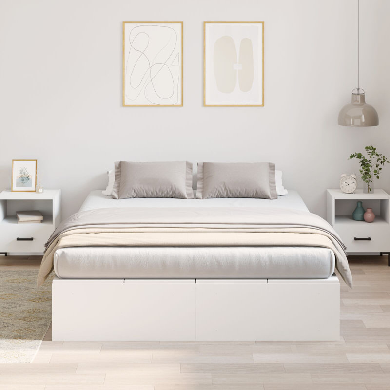 Storage Bed Frame, 150 x 200 cm, White