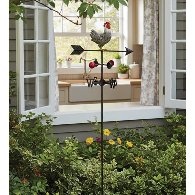 Metal Weathervane Garden Stake with Animal Motif and Decorative Directional Topper