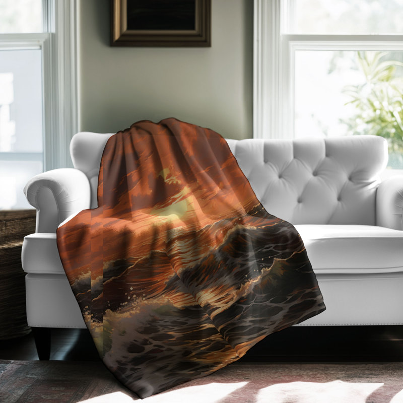 Couverture en sherpa 1 pièce Twilight Sea, Lit simple