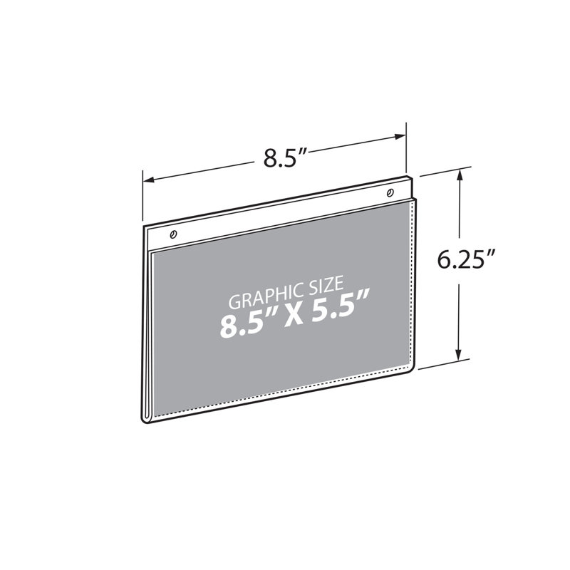 Clear Acrylic Horizontal Wall Mount Sign Holder, 8.5" x 5.5", Set of 10