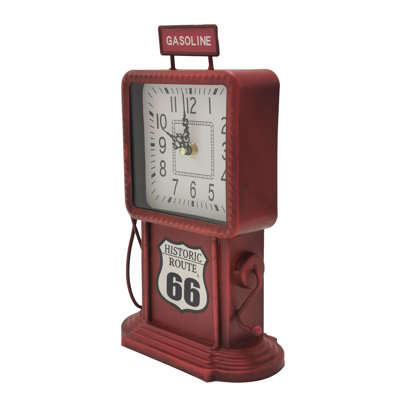 Analogue Stainless Steel Quartz Movement / Crystal Tabletop Clock in Red/White
