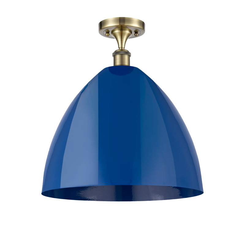 Plafonnier semi-encastré Crooksville, Laiton antique, Bleu