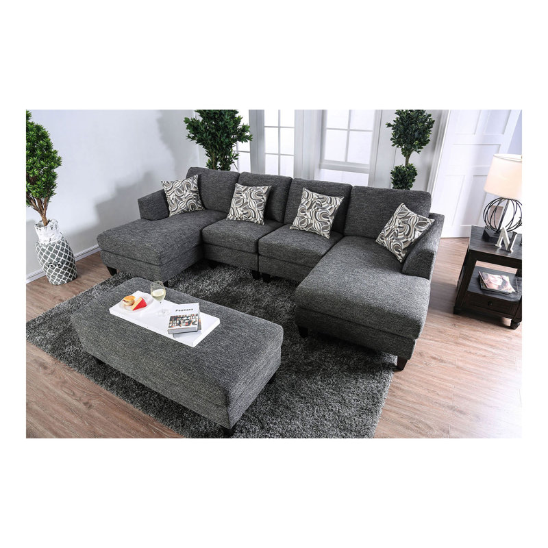 Ensemble de canapé modulaire 5 pièces en chenille gris