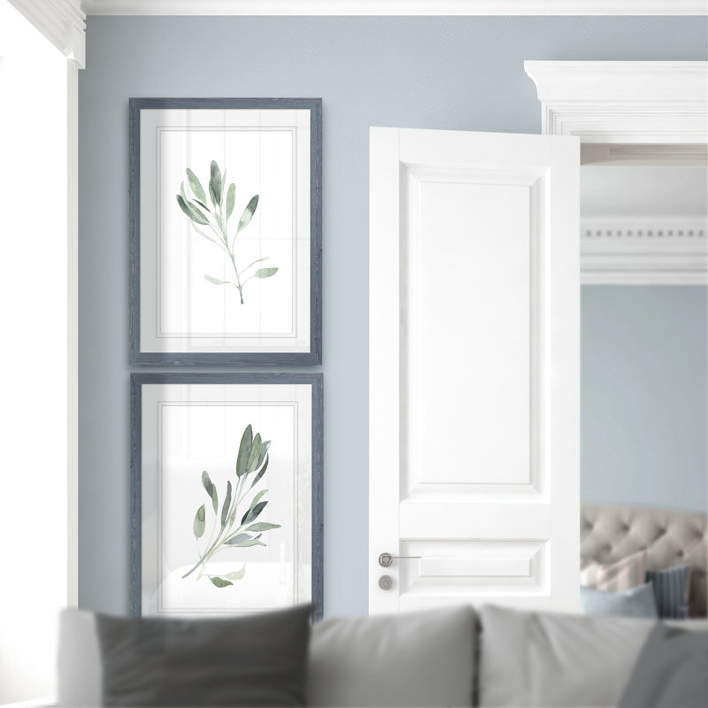 Simple Sage - 2 Piece Picture Frame Painting Print Set, Framed Print with Mat, 20" H x 16" W, Grey