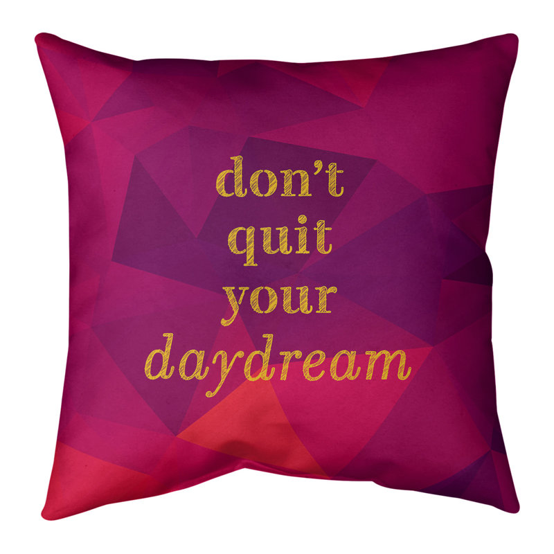 Faux gemme ne quitte pas votre oreiller de citation daydream, 20 po x 20 po, Rubellite / or