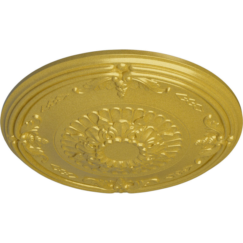 Endurathane Athens Ceiling Medallion, 26 1/4"OD x 3 1/4"P (Fits Canopies up to 3 5/8"), Hand-Painted Rich Gold Finish
