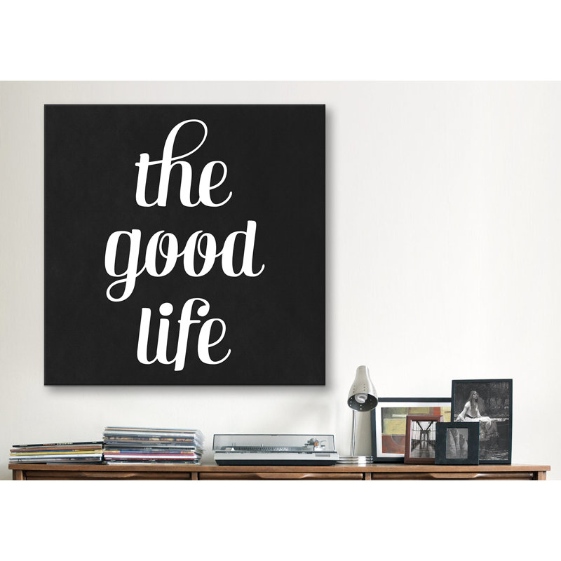 Albree Modern The Good Life, art textuel sur toile, H 18 po x l 18 po x P 1,5 po, Toile avec cadre flottant noir