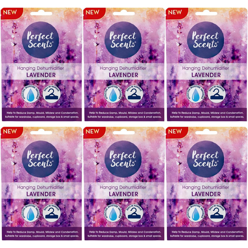 Hanging Moisture Absorber Dehumidifier Fresh Linen Lavender Wardrobe Damp Mould Condensation Remover Closet Storage (Pack Of 6)
