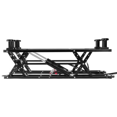 Élévateur de voiture portatif, capacité de 7 000 lb, élévateur de camion robuste en acier d'une hauteur maximale de 26,8 po, pompe pneumatique, roues, 4 coussinets en caoutchouc et 4 colonnes de levage pour les voitures, les VUS, les camions, les garages et les garages