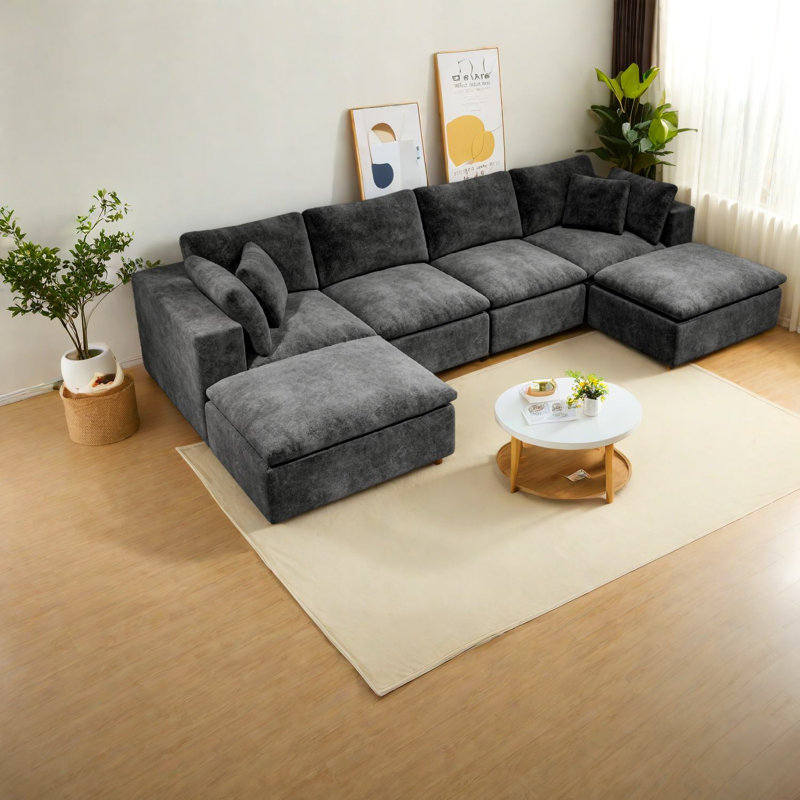 Modern Plush Corduroy Sectionals, Modular Design For Living Room