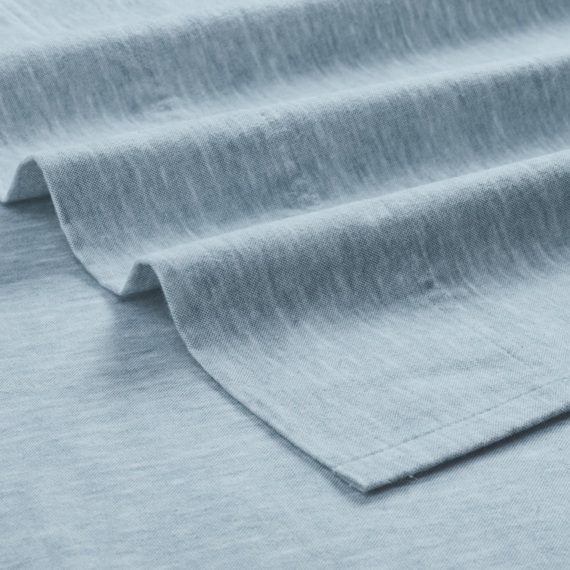 Ensemble de draps en flanelle de coton deux tons Superior, Ensemble de draps pour lit double avec 2 taies d'o, Washed Blue