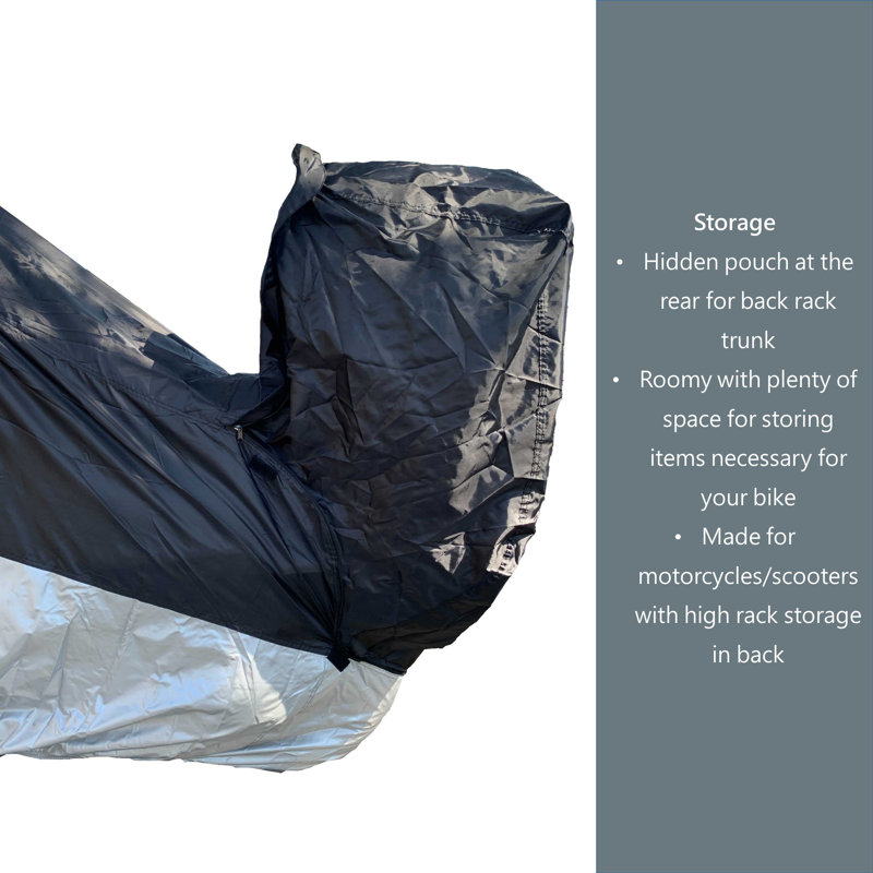 Housse de luxe pour moto avec sacoche arrière (L) noir