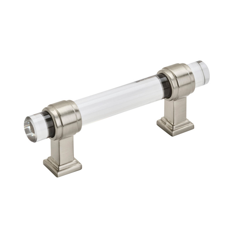 Amerock Glacio Bar Pull, 3", Clear/Satin Nickel