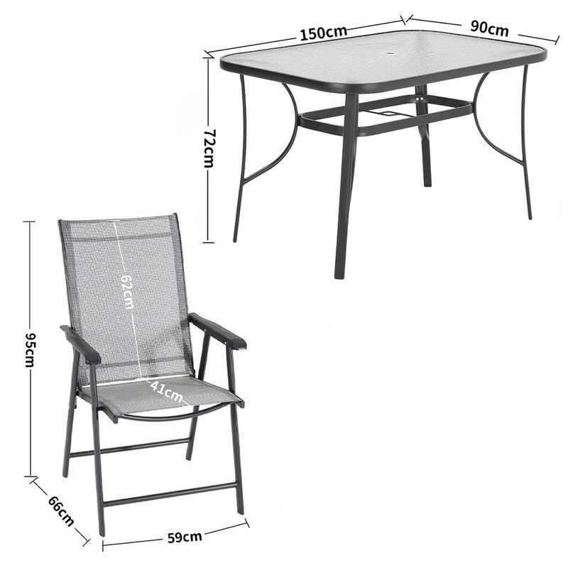 Aamorah 4 - Person Patio Dining Set with Rectangular Table, Grey/Beige
