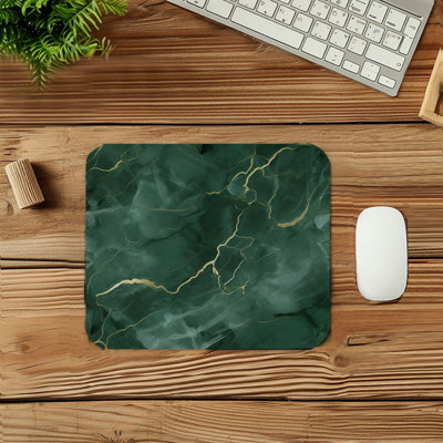 Abstract Dark Green Geode Crystal Dream III Crystals Geode Modern Marble Agate Fractal Gaming Cute Office Laptop Desk Pad Gift Mat Square Rectangle Non-Slip Mousepad