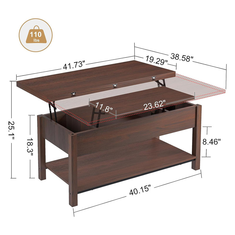 Table basse convertible 4 en 1 avec rangement FABATO, espresso