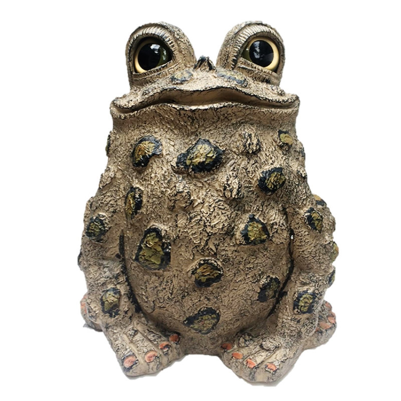 Statue de jardin fantaisiste crapaud «Stretch», H 17 po x l 15,5 po x P 13,5 po, Brun, 1