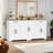White Six-Door Farmhouse-Style Sideboard With Two Adjustable Shelves.