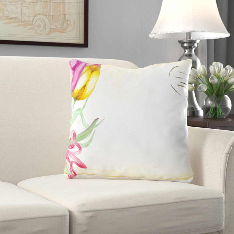 Coussin de tulipe Alejo, Microsuède, Intérieur