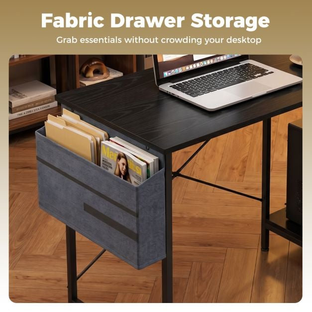 L-Shaped Metal Base Computer Desk