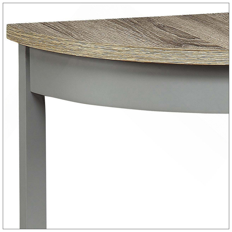 Grey Oak And Grey Half Moon Console Table With Bottom Shelf