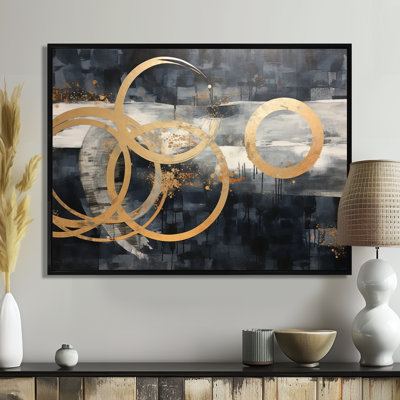 Golden Rings In The Night - Geometric Wall Art Decor
