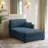 Bentura Oversized Upholstered Navy Corduroy Modular Chaise Lounge with Armrests & Throw Pillows-257373544-207004697