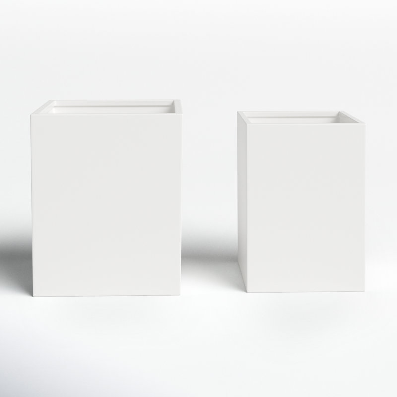 Etha Metal Planter Box - Set of 2, White