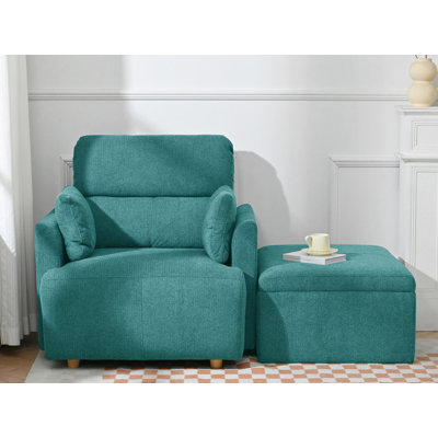 Fauteuil d'appoint rembourré avec repose-pieds avec rangement