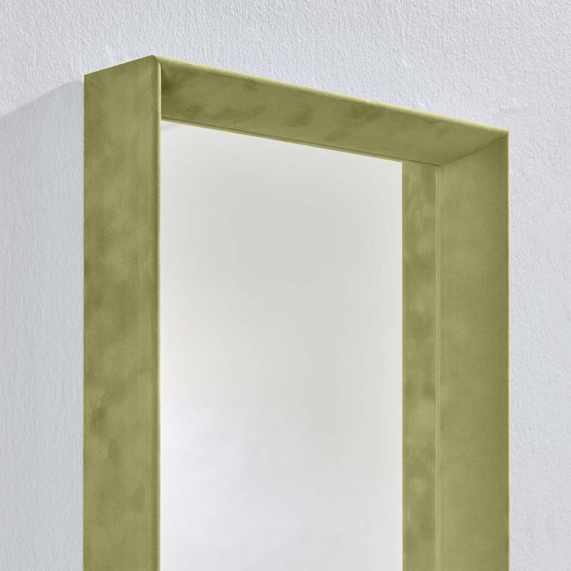 Nakira Solid Wood Rectangle Wall Mirror, 90cm x 30cm, Green