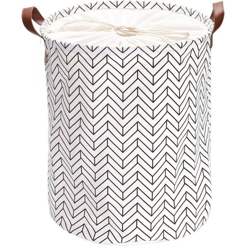 Canvas Laundry Cart, White/Black