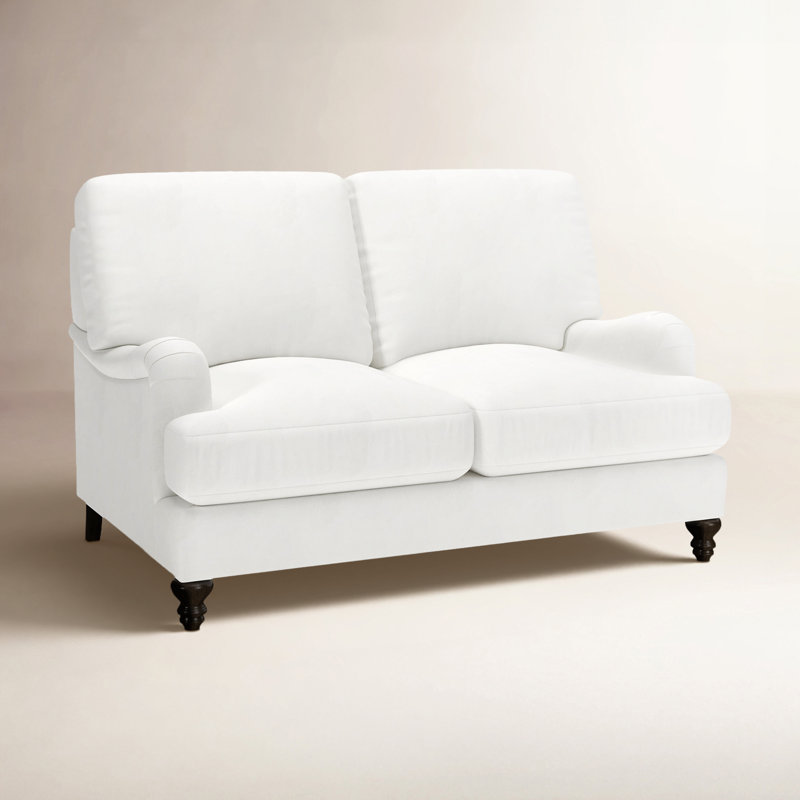 Causeuse rembourrée 59 po Walters, Blanc sergé décoloré classique
