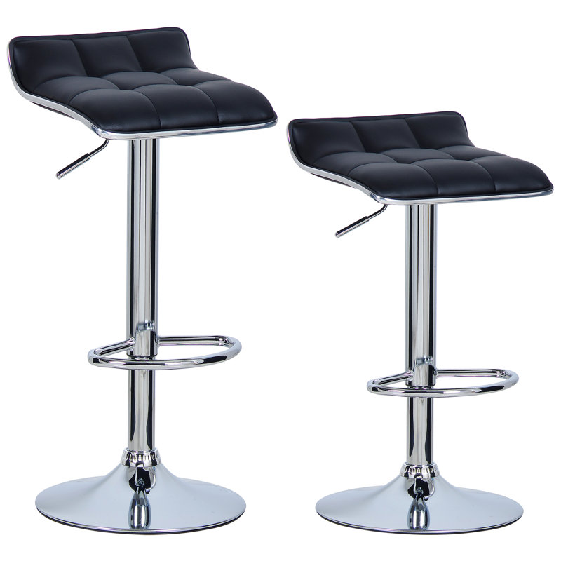 Chrome Plated Steel Bar Stool, Black