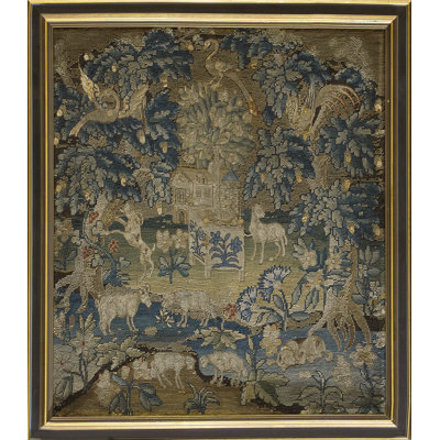 Tapis antique en laine et soie vert