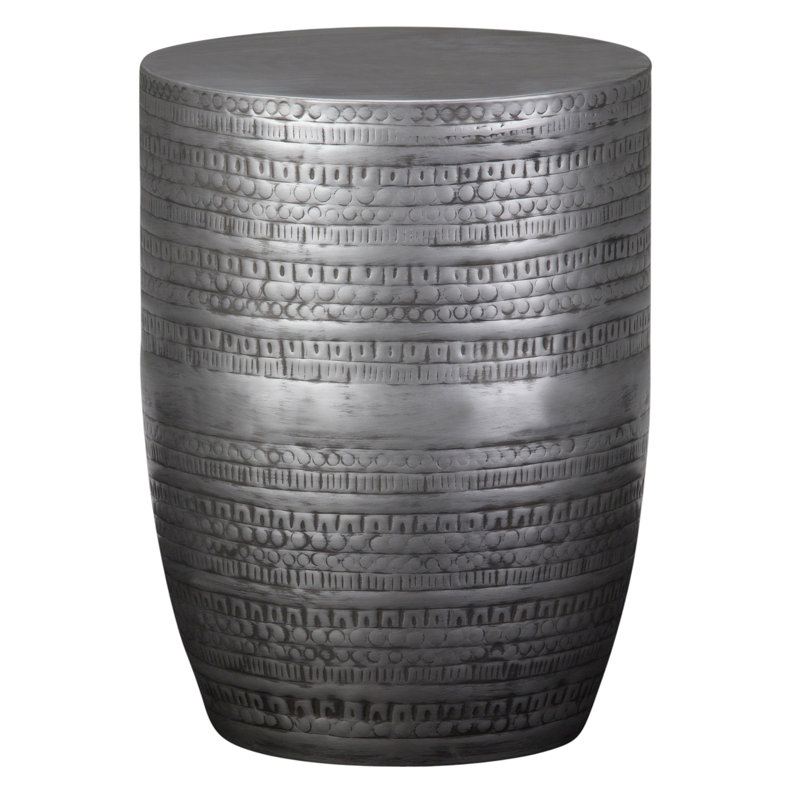 20" Silver Metal Round End Table
