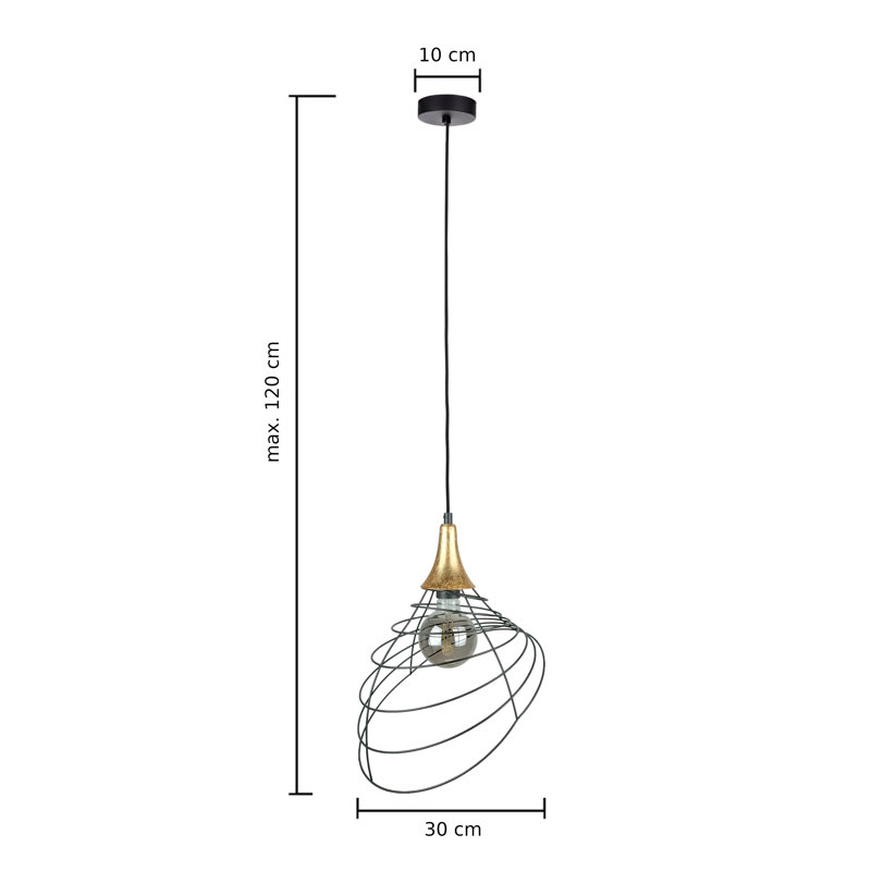 Tayeb 1 - Light Single Pendant, Black/Gold
