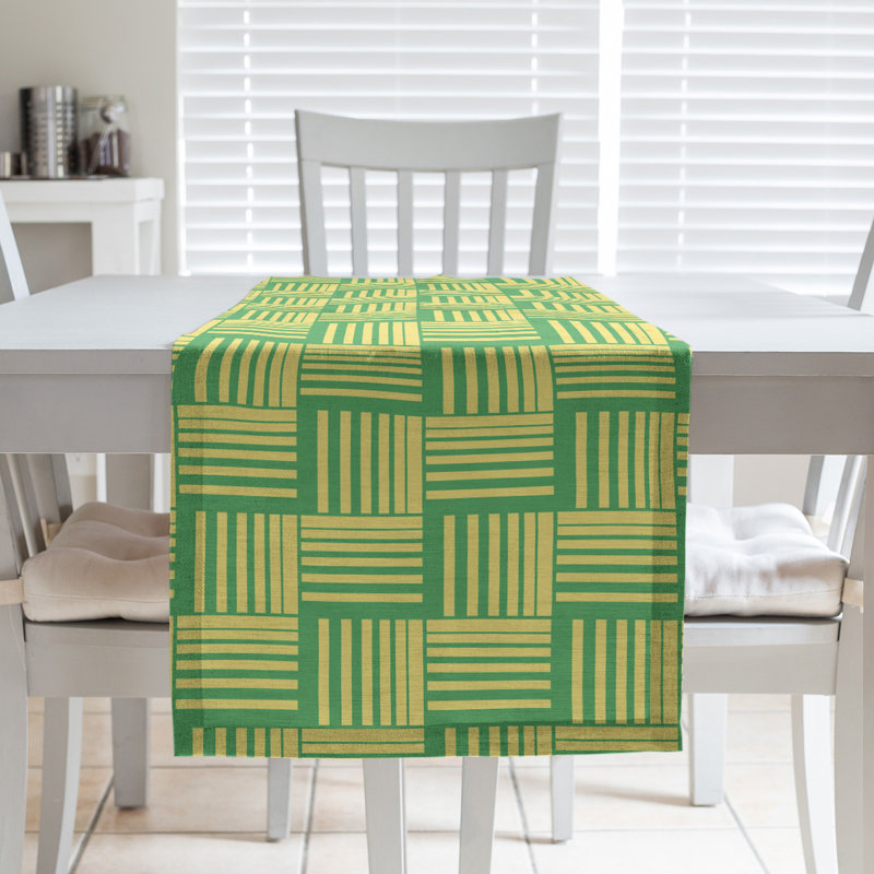 Fractured Stripes Table Runner, 16" x 72", Green/Yellow