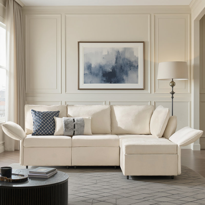 Woodring 4-Piece Upholstered Sectional, Beige