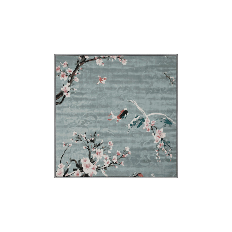 Tapis gris soyeux et moelleux, Carré 7 pi
