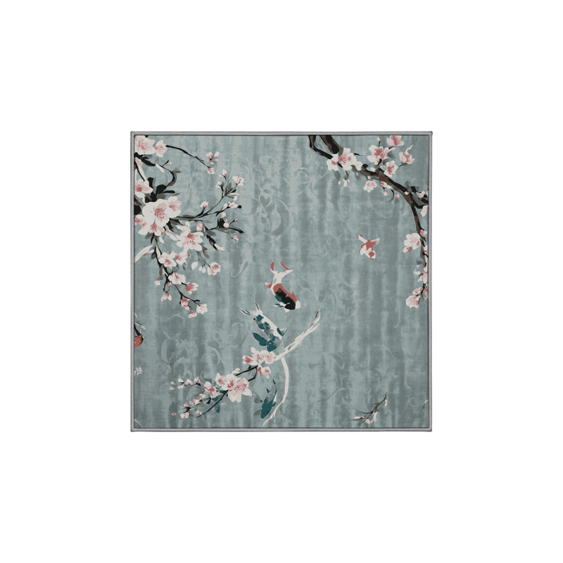 Tapis gris soyeux et moelleux, Carré 5 pi