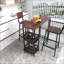 3 Piece Counter Height Bar Table Set with 2 Backrest Stools, Rectangular Pub Table with 2-Tier Storage Shelves, Industrial Wood Grain Design for Small Spaces