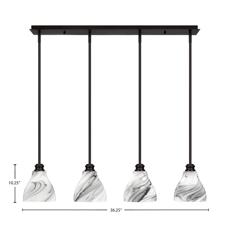 Luminaire suspendu linéaire à 4 lumières Edge avec verre tourbillon onyx de 6,25 po Edge, Espresso