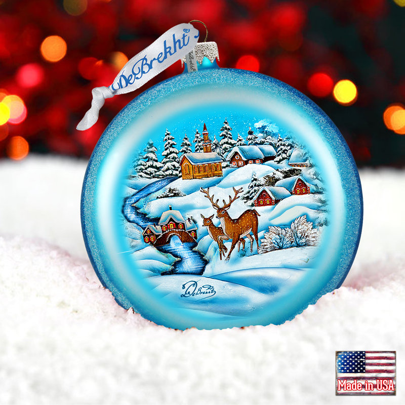 Holiday 3.5'' Handmade Glass Ball Ornament