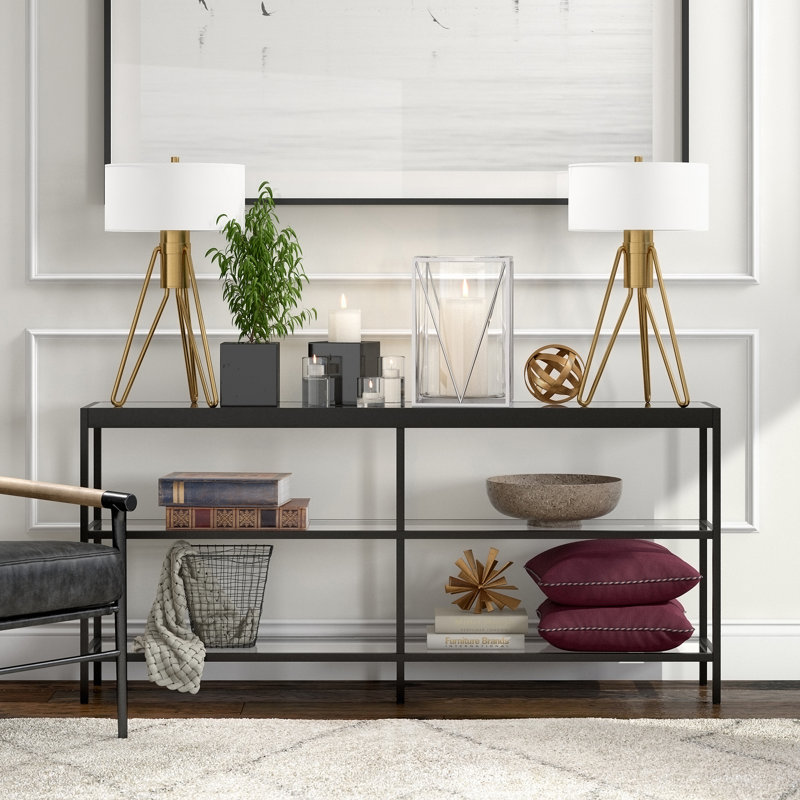 Alexis 64" Wide Rectangular Console Table in Blackened Bronze, Blackened Bronze, 29.5" H x 64" W x 12" D