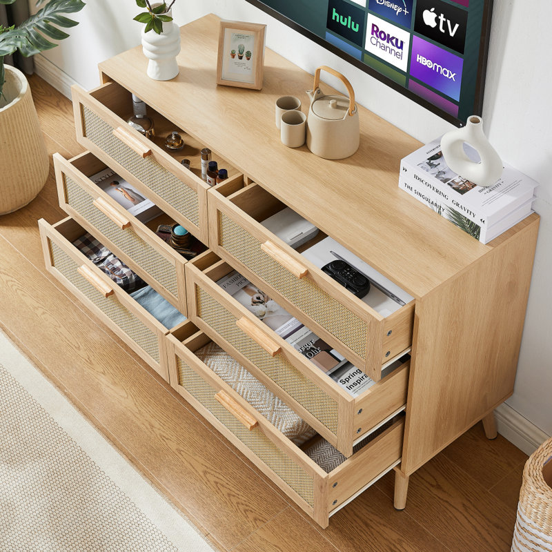 Commode double, commode en rotin avec tiroirs