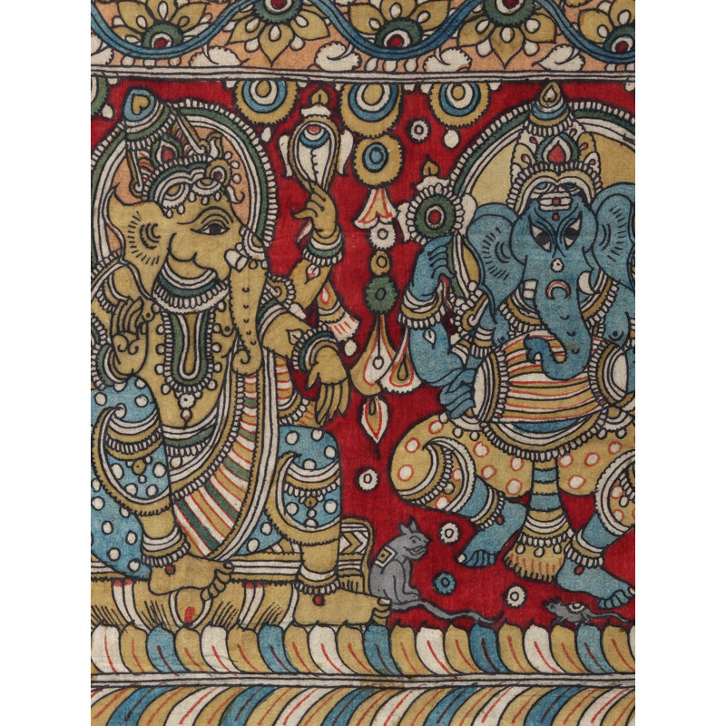 Ashta-Vinayaka Ganesha | Kalamkari, peinture sur coton