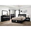 Grand lit noir avec panneau, fonction de rangement, garniture scintillante et poignées de tiroir décoratives en cristal, garniture décorative pour chambre à coucher-948683473