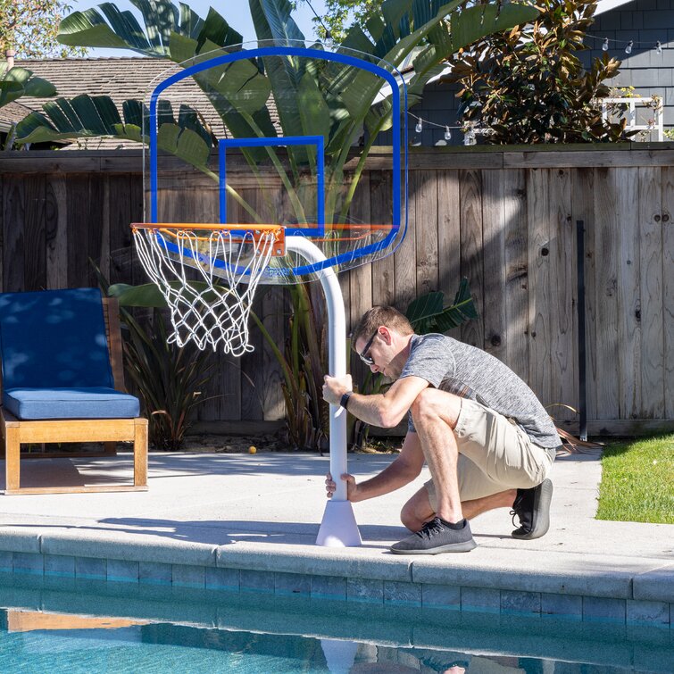 Gosports Deck-Mounted Splash Hoop ELITE Inground Pool Basketball Game With Regulation Rim